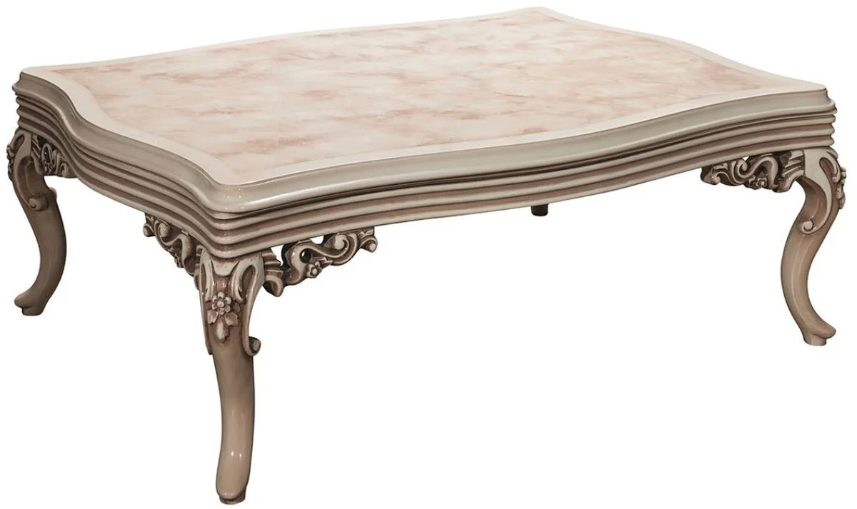 Luxury baroque living room set silver / cream / beige - 2 sofas & 2 armchairs & 1 coffee table - magnificent living room furniture in the baroque style