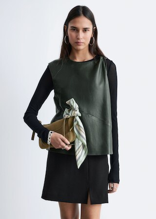 & Other Stories TWIST-SHOULDER LEATHER TOP