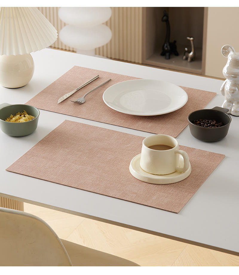 UnivoColors Set 4 PU Leather Rectangle Placemats Solid Heat Resistant Kitchen Table Waterproof Washable Party Decoration