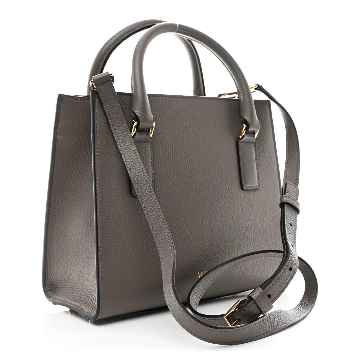 Grainy Calfskin Virtus Top Handle Tote Grey - Top Club