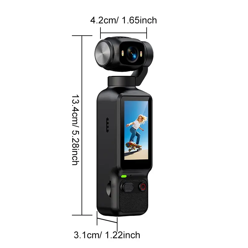 Action Camera, Portable Vlogging Camera, Handheld Pocket Camera with 1.97inch Screen, 1800mAh Large Capacity Battery, Memory Card, Digital Vlogging Camera for Youtuber, Teenager, Adult, Beginner