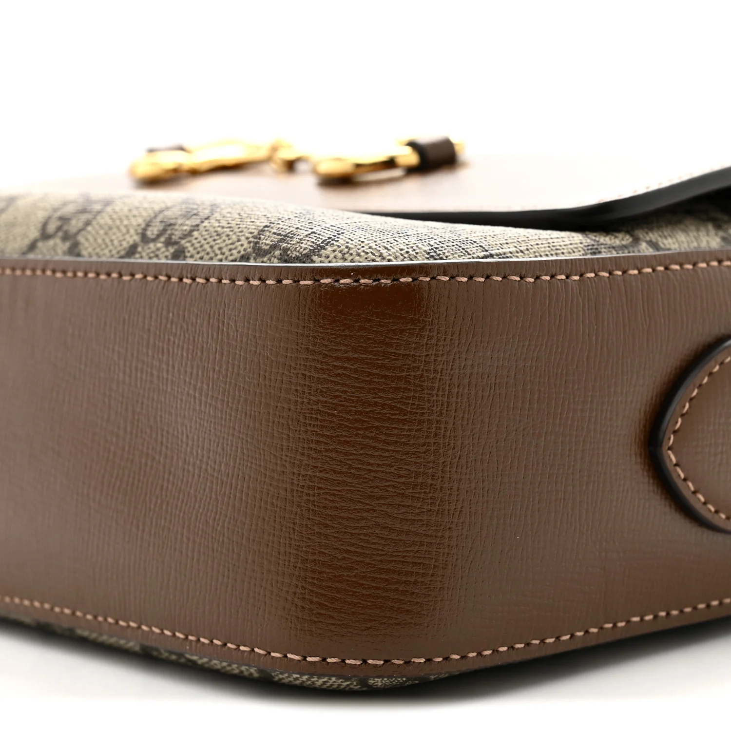 GG Supreme Monogram Small Horsebit 1955 Shoulder Bag Beige Brown Sugar - Top Club