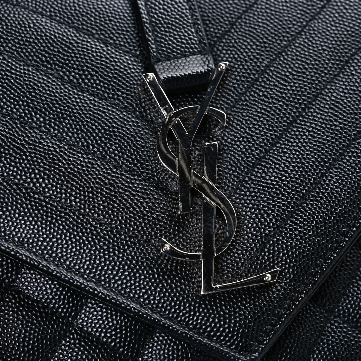 Grain De Poudre Textured Mixed Matelasse Triquilt Medium Monogram Satchel Black - Top Club