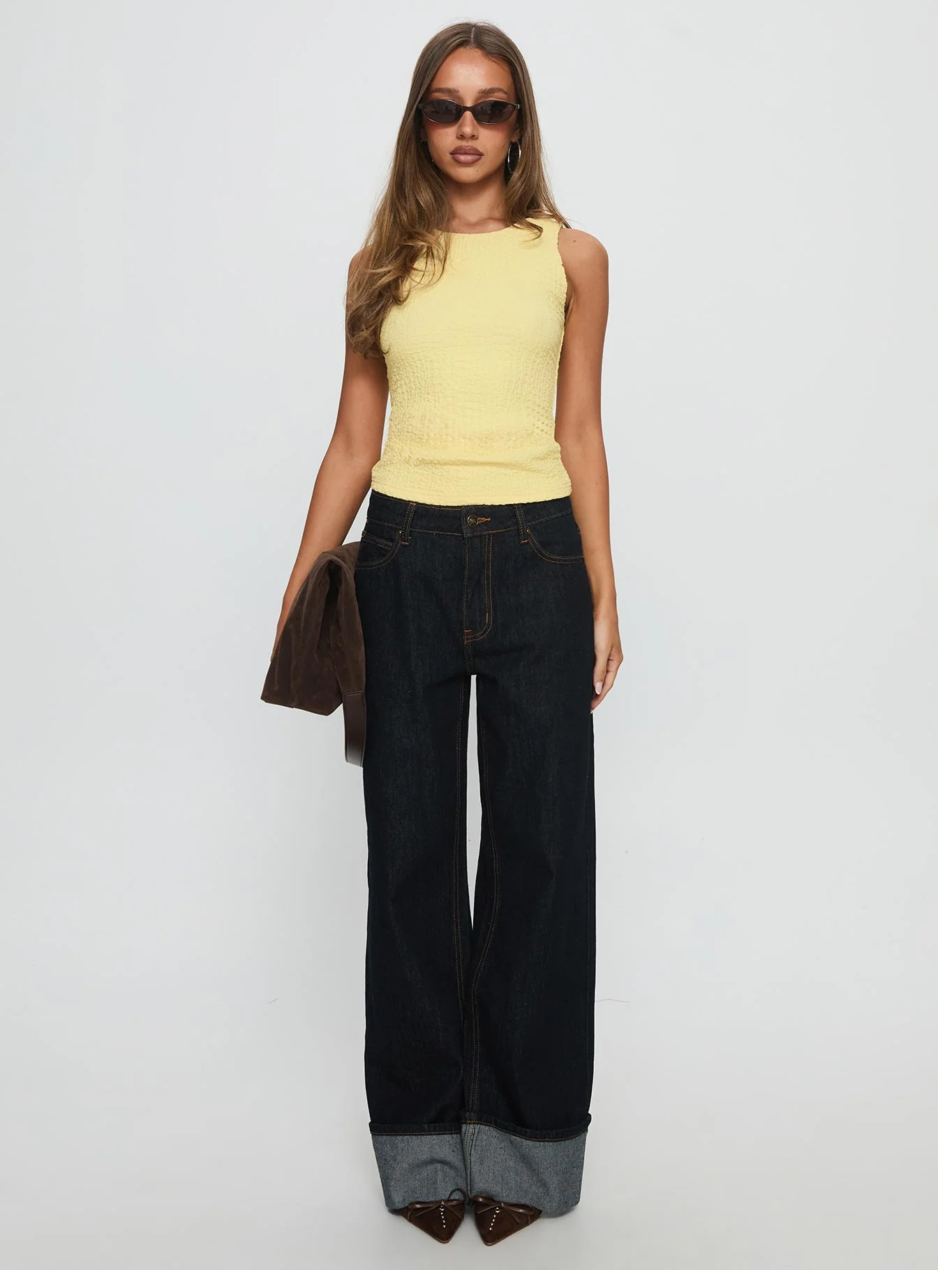 Feel So Close Textured Top Lemon