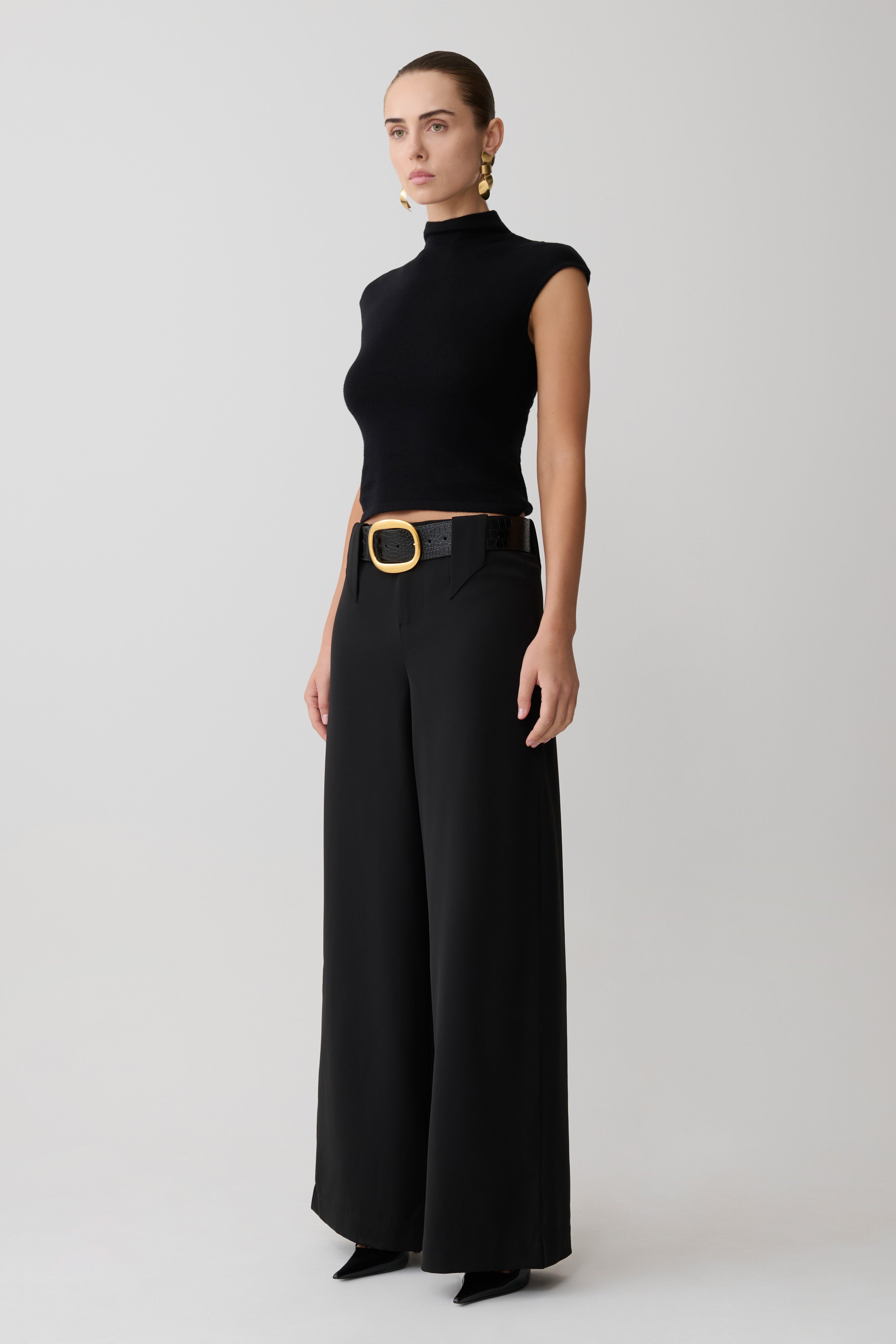 Arlo Wide Leg Suiting Trouser - Black