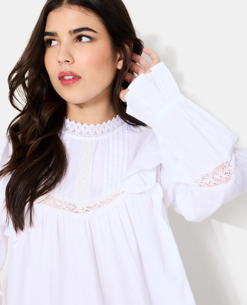 Pimkie Blouse en popeline avec dentelle et volants