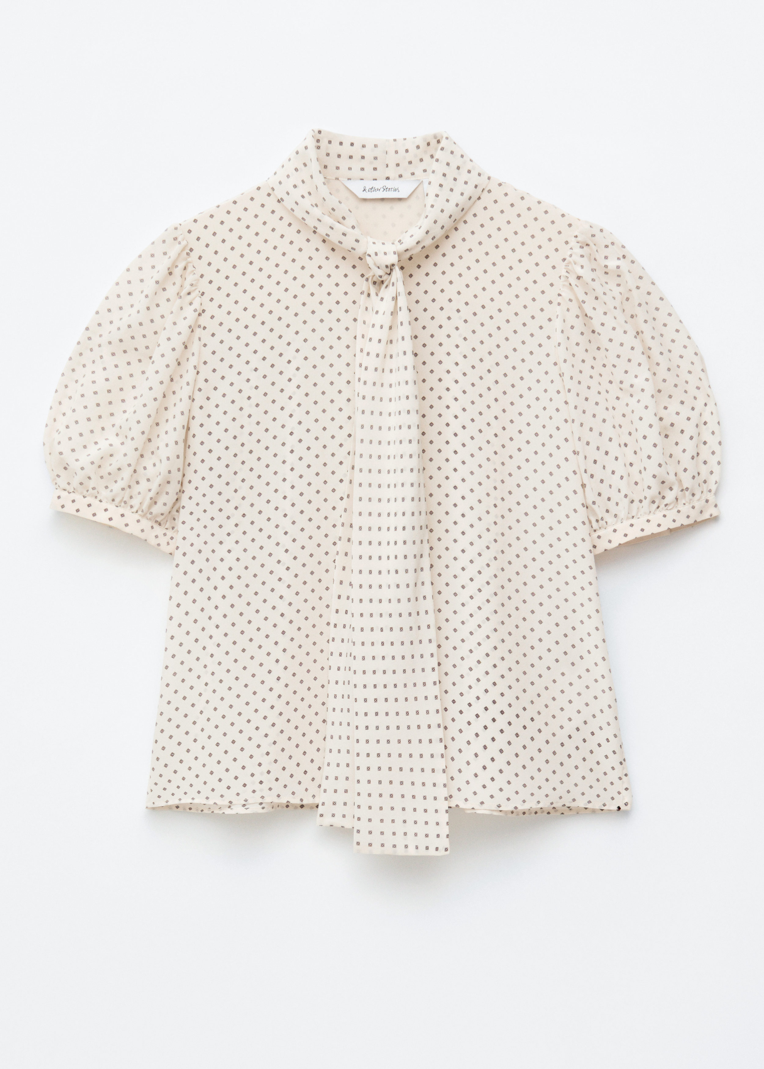 & Other Stories PRINTED TIE-NECK SILK BLOUSE