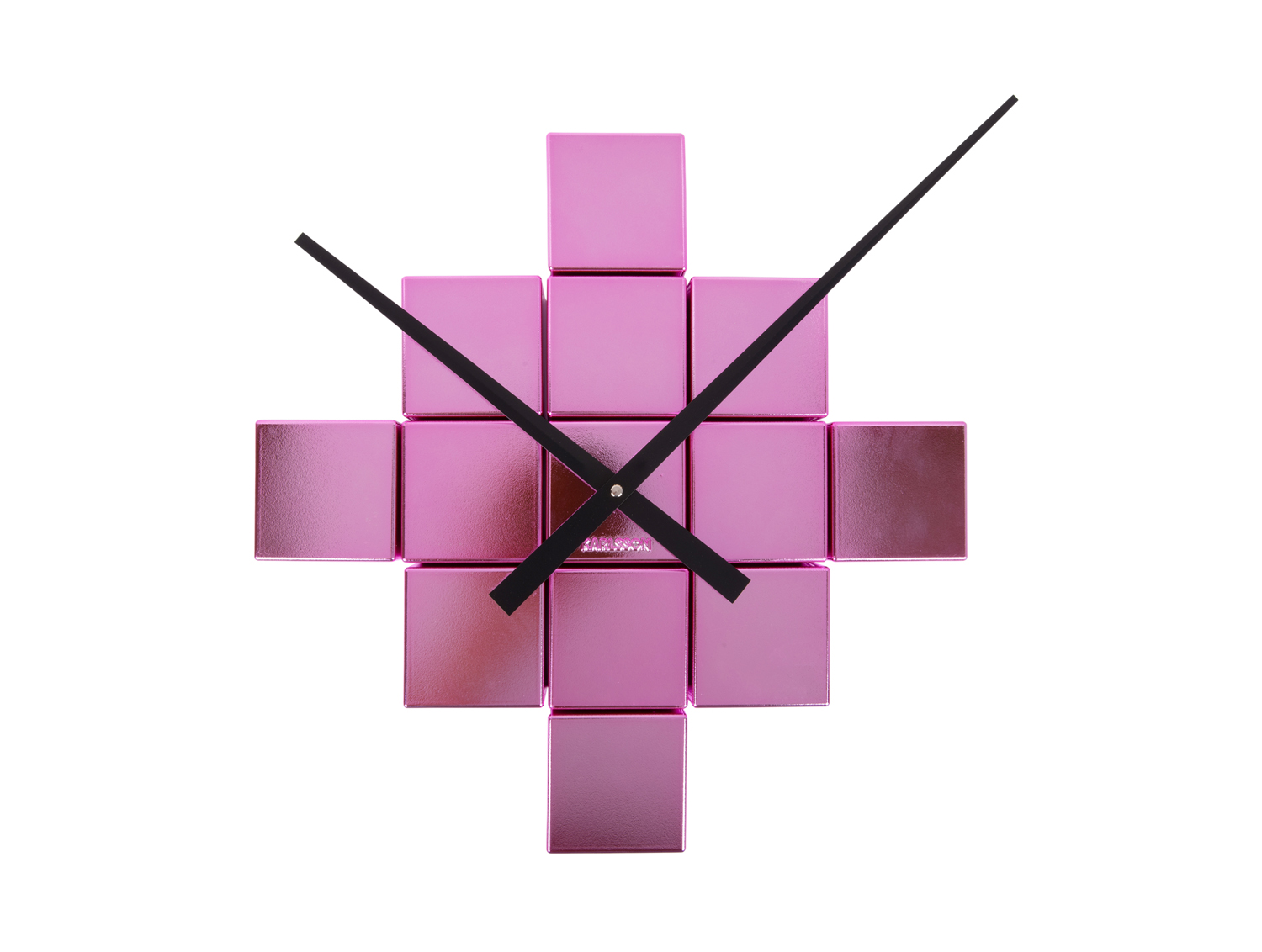 Wall clock DIY Cubic metallic dark pink