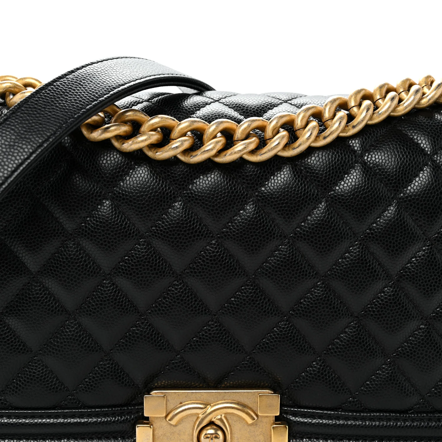Caviar Quilted Medium Boy Flap Black - Top Club
