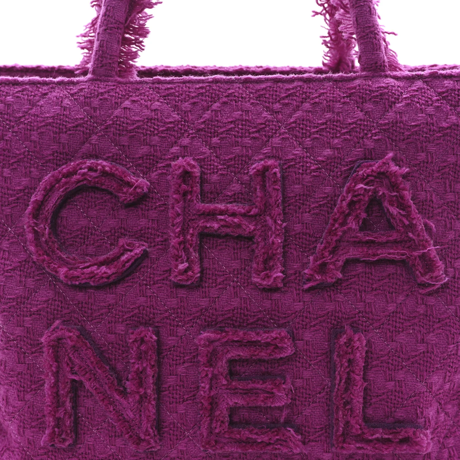 Wool Tweed Large Zipped Shopping Tote Magenta - Top Club