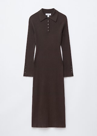 & Other Stories RIB-KNIT POLO MIDI DRESS