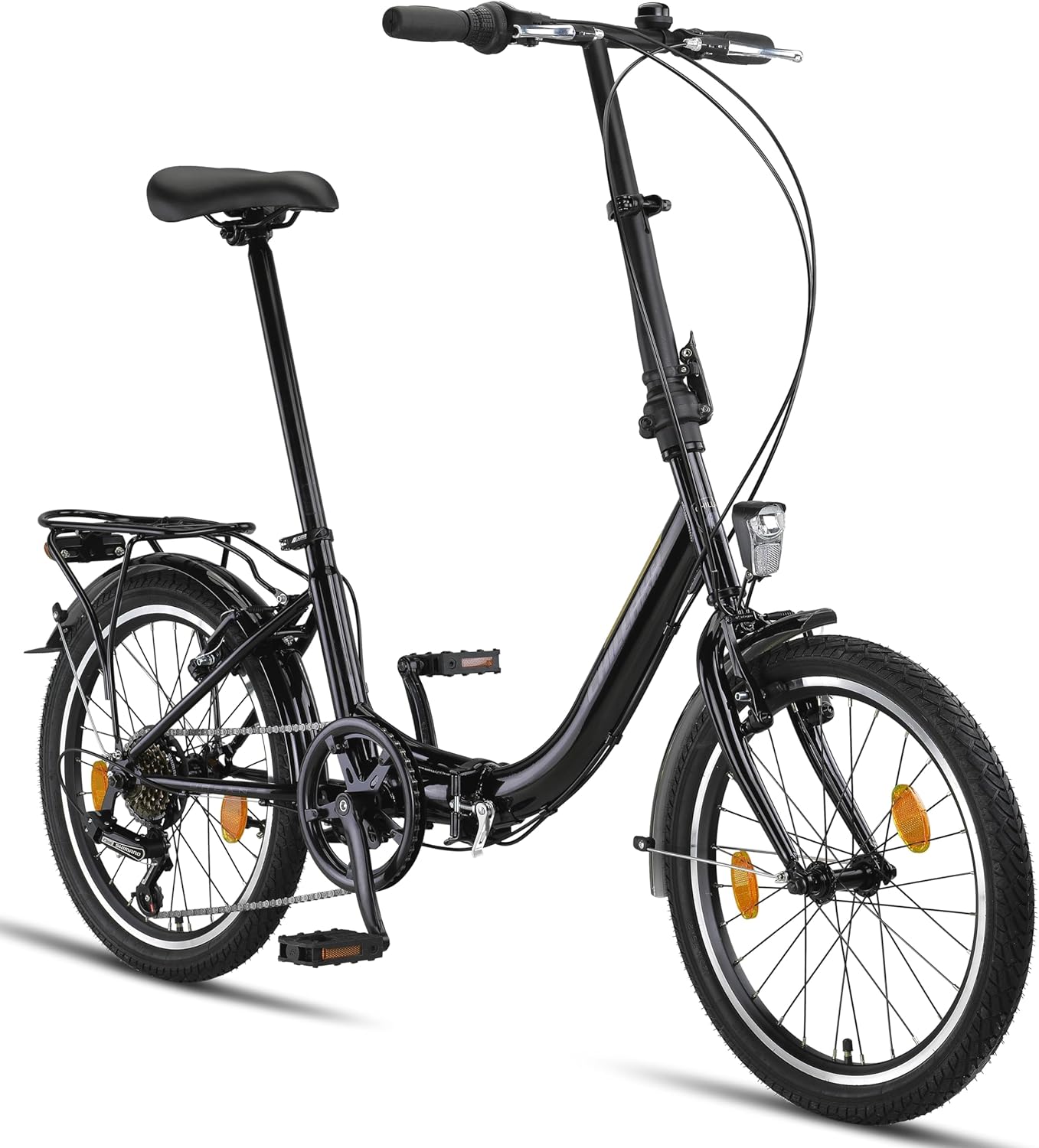 Chillaxx Bicicletta pieghevole Urban da 20 pollici, cambio Shimano a 6 marce, luce a LED, sistema di piegatura, bicicletta pieghevole