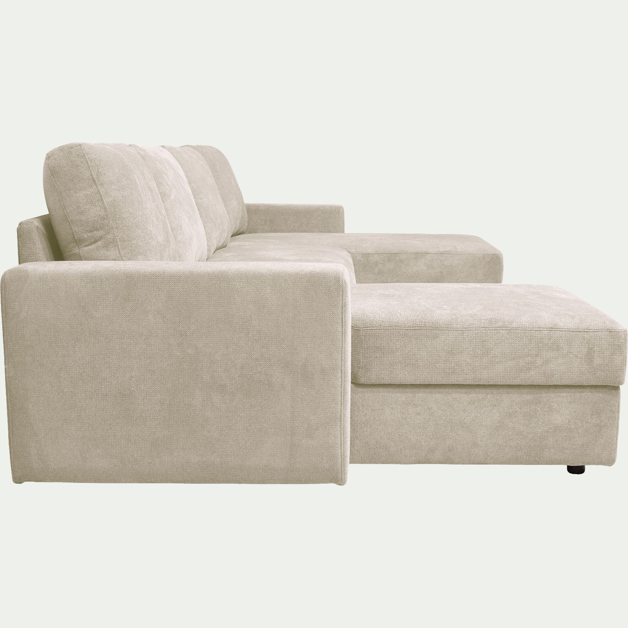 HONORE - Canapé d'angle réversible convertible en tissu tramé - beige roucas