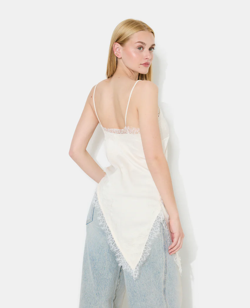 Pimkie Top asymétrique satin et dentelle esprit lingerie