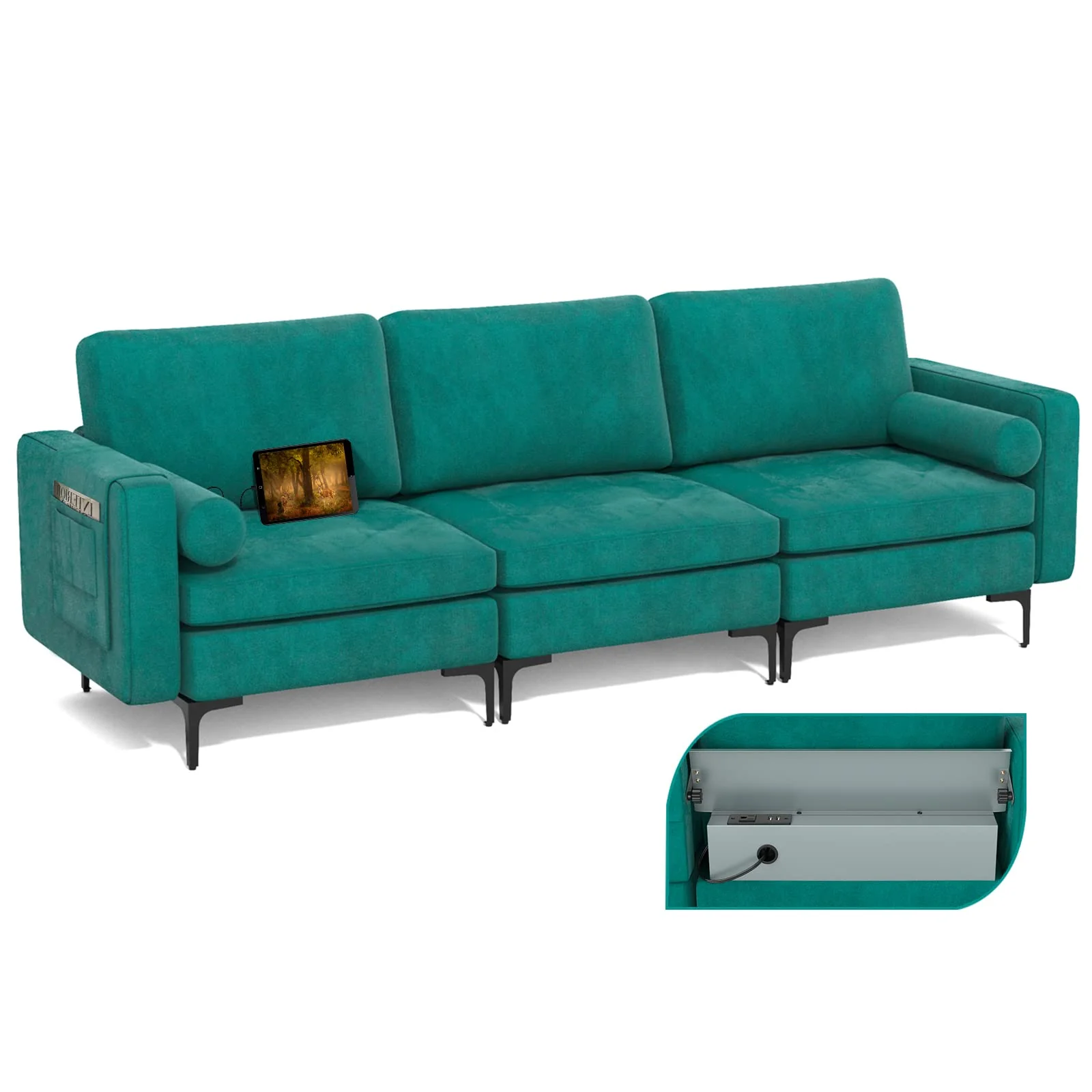 BEFOUNDLOVELY 3 Seater Sofa Couch Upholstered Modular Sofa