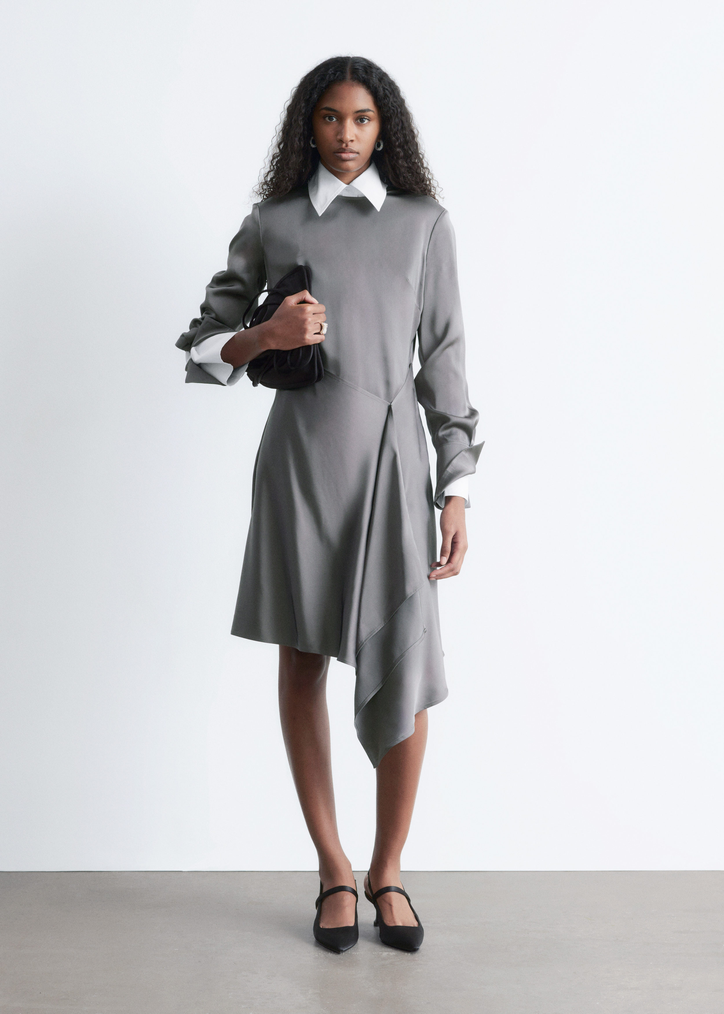 & Other Stories ASYMMETRIC LONG-SLEEVE MINI DRESS