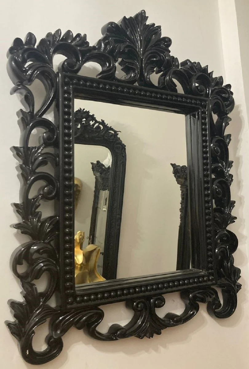 Baroque mirror black - magnificent wall mirror with elegant decorations - baroque wardrobe mirror - baroque style wall mirror - baroque furniture - noble & magnificent