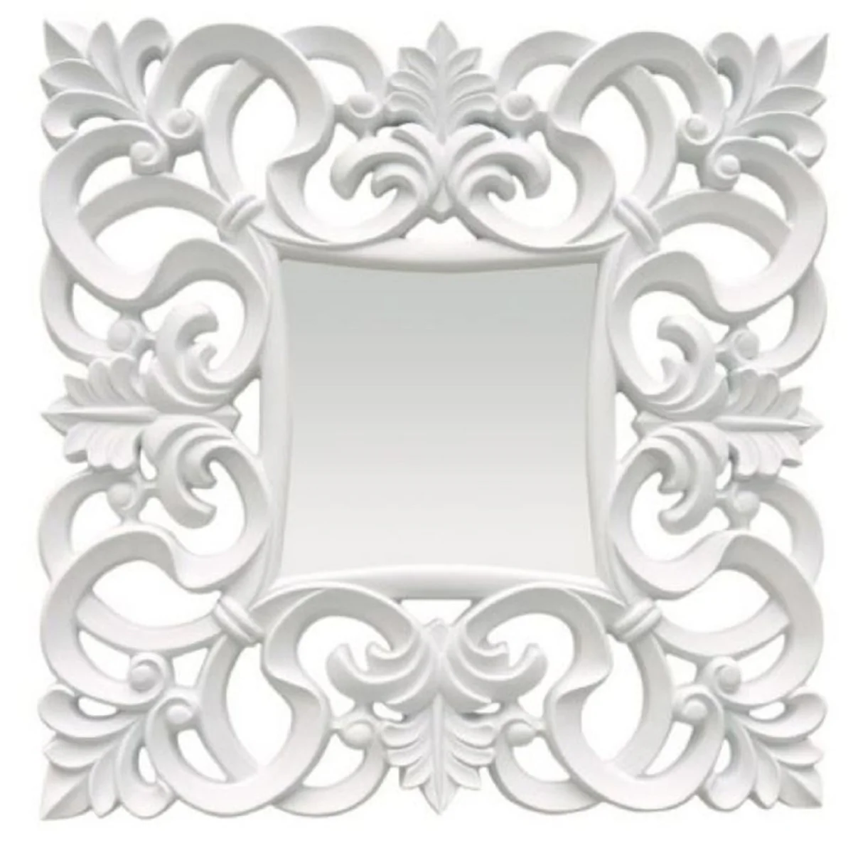 Baroque mirror white 76 x H. 76 cm - Square wall mirror in baroque style - Magnificent antique style wardrobe mirror - Baroque interior - Baroque furniture