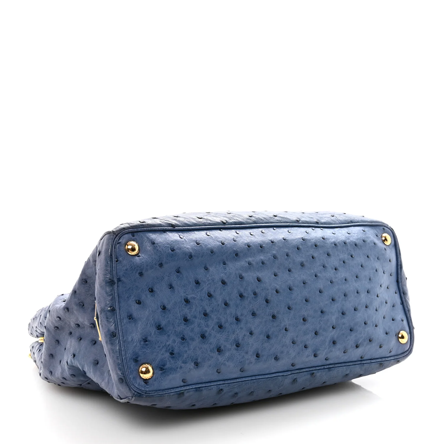 Ostrich Medium Galleria Double Zip Tote Cobalto - Top Club