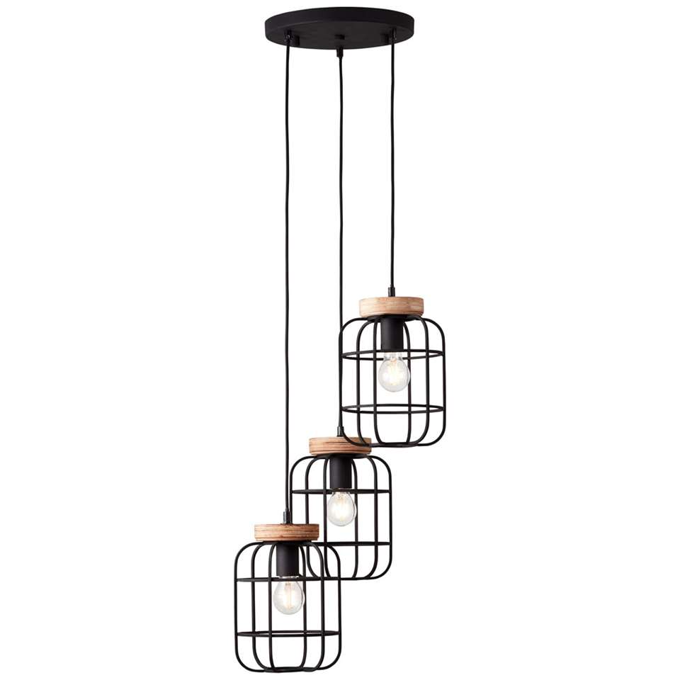Hanglamp Glenda 3-lichts plaat rond zwart Glenda hanglamp 3-lichts plaat rond zwart #1