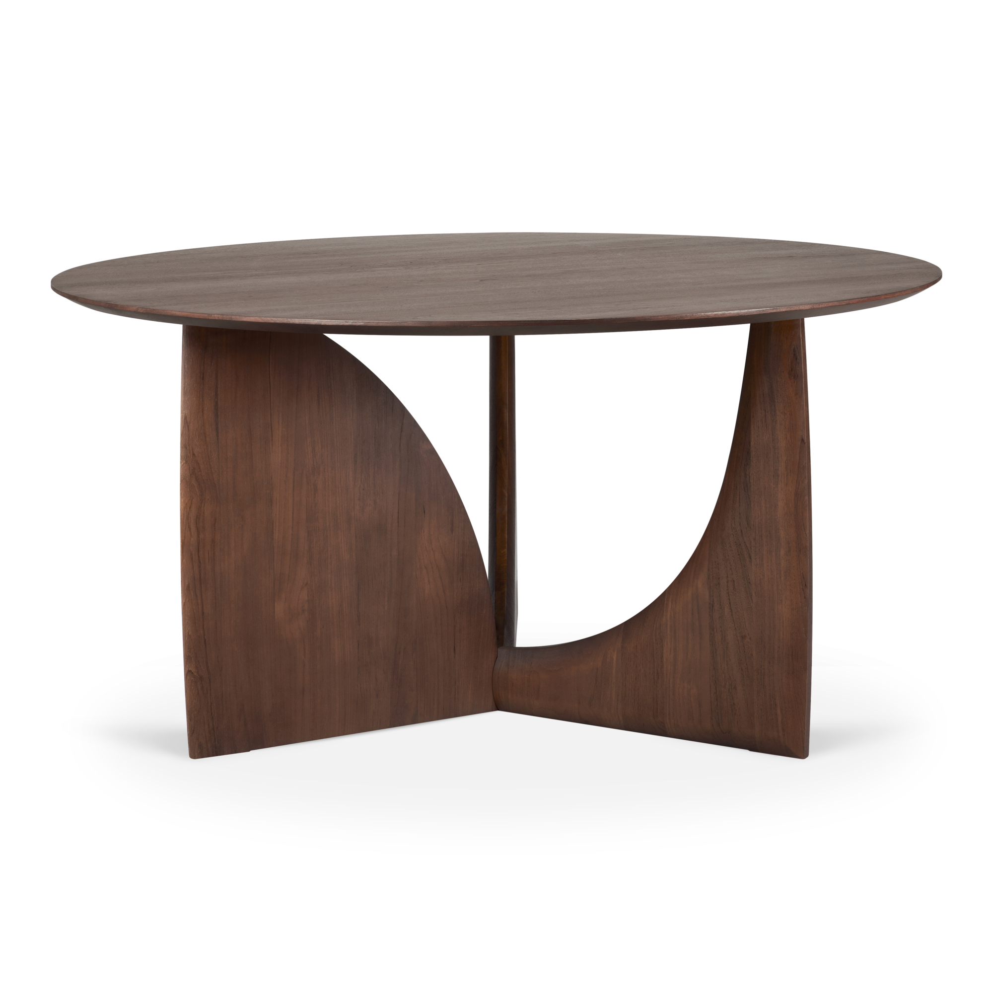 Geometric eettafel rond - teak bruin - 150