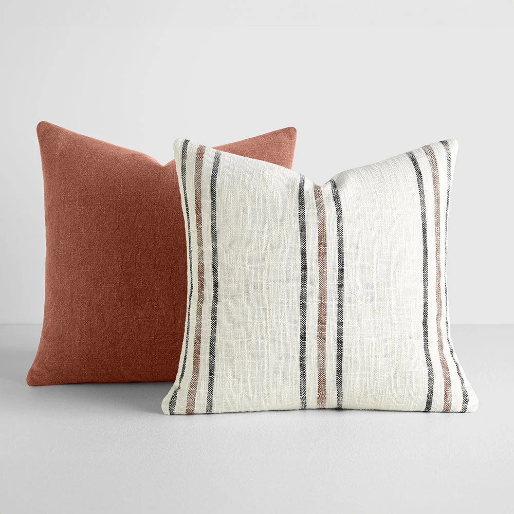 2-Pack Yarn-Dyed Framed Stripe / Solid Décor Throw Pillows (Sale)