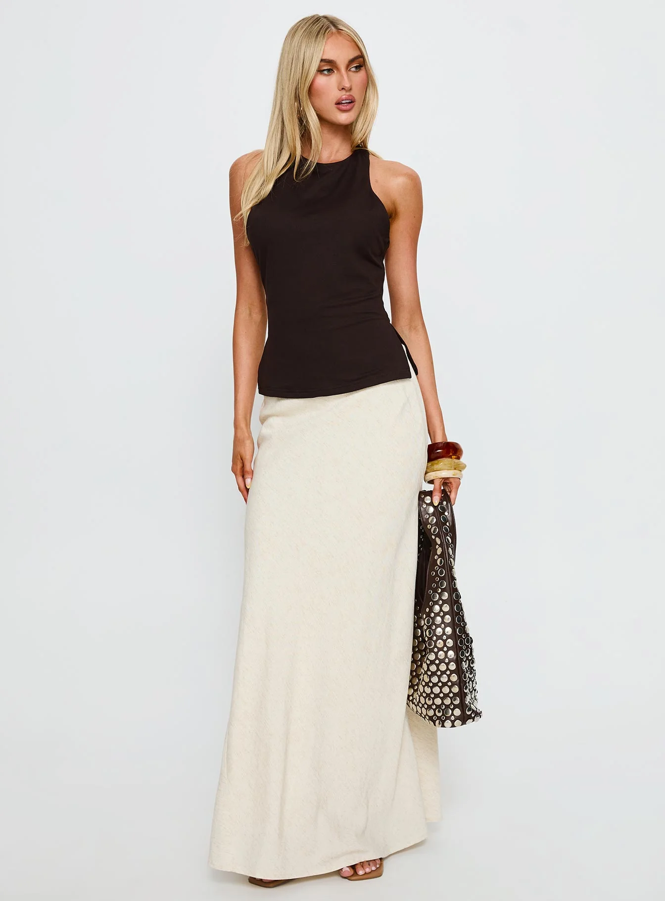 Harlene Back Detail Top Brown