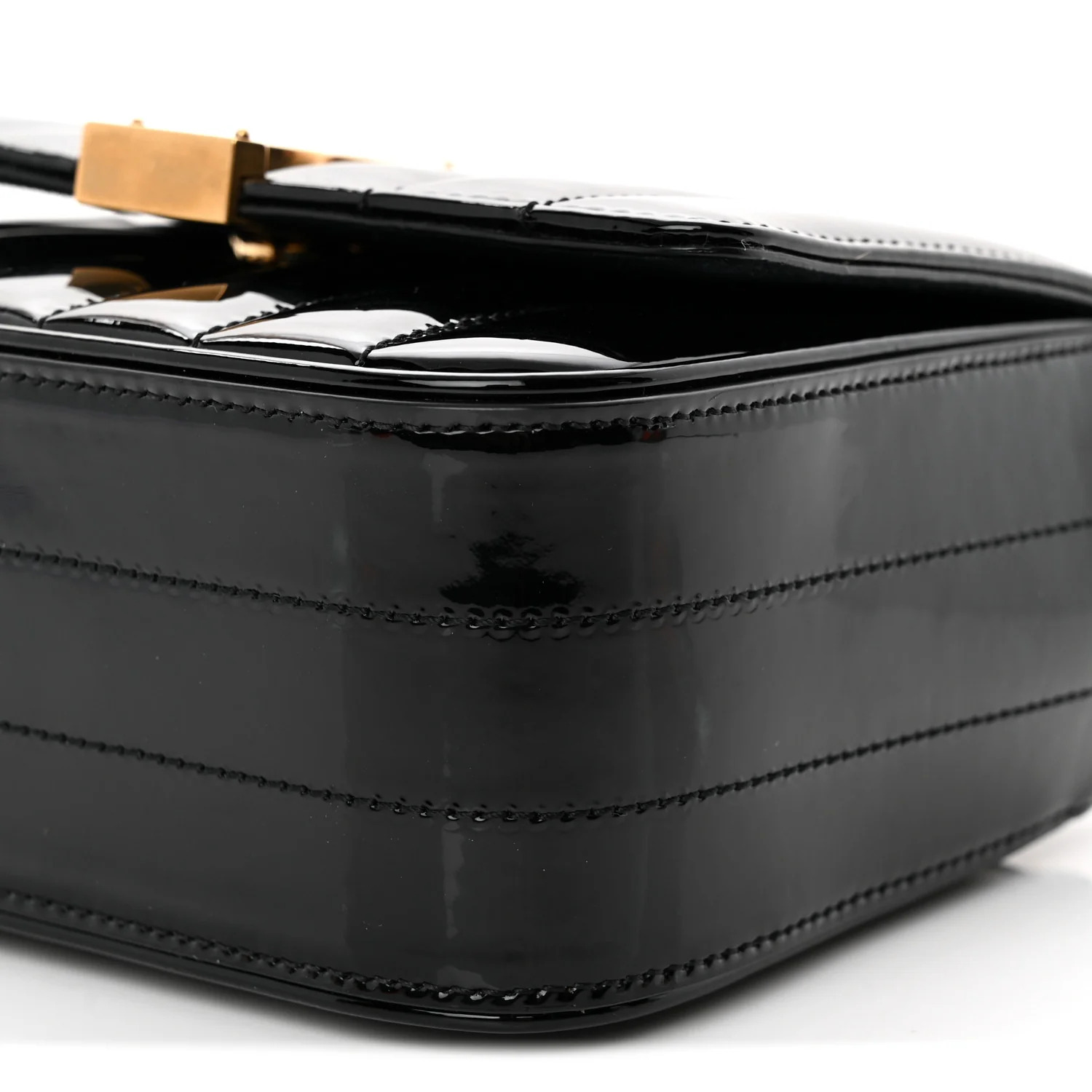 Patent Calfskin Matelasse Monogram Small Vicky Chain Bag Black - Top Club