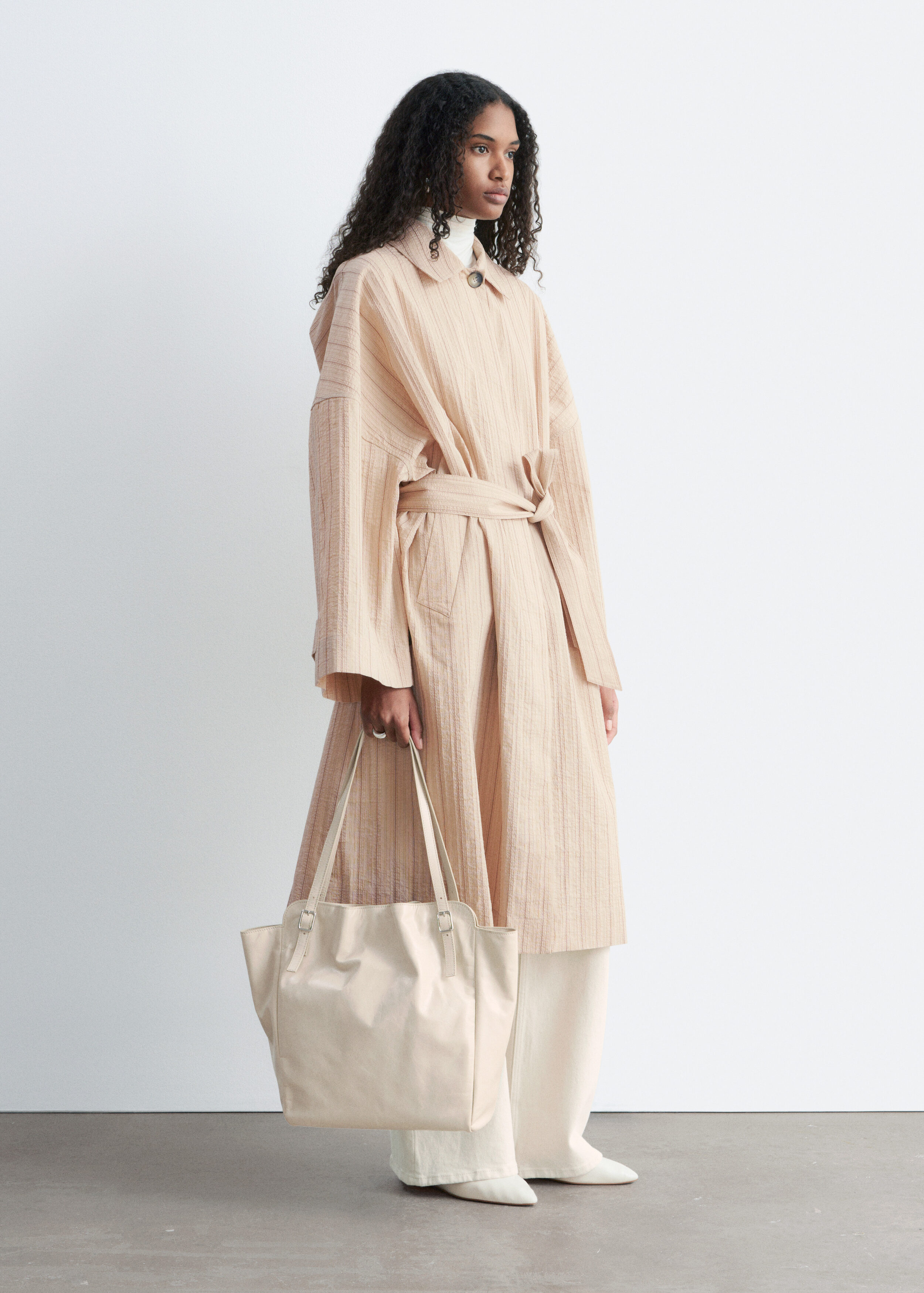 & Other Stories OVERSIZED PINSTRIPE TRENCH COAT
