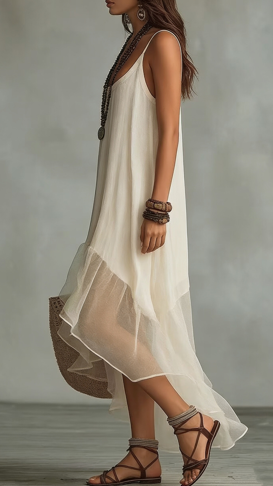 Women's Off-White Halter Irregular Tiered Maxi Dress - Nordfashionstorm - Women's Clothing, Fashion for You - Nordfashionstorm.com