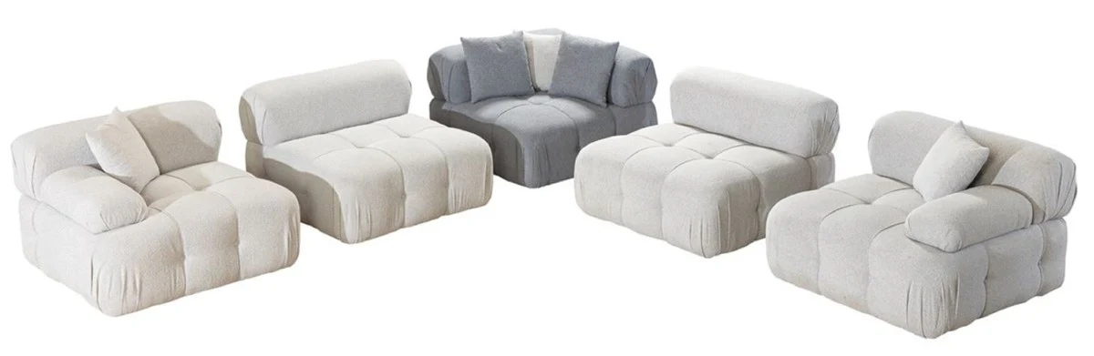 Luxury living room corner sofa with stool light gray / gray 295 x 295 x H. 70 cm - Modular 6-piece sofa - Hotel sofa - Living room furniture - Hotel furniture - Luxury furniture