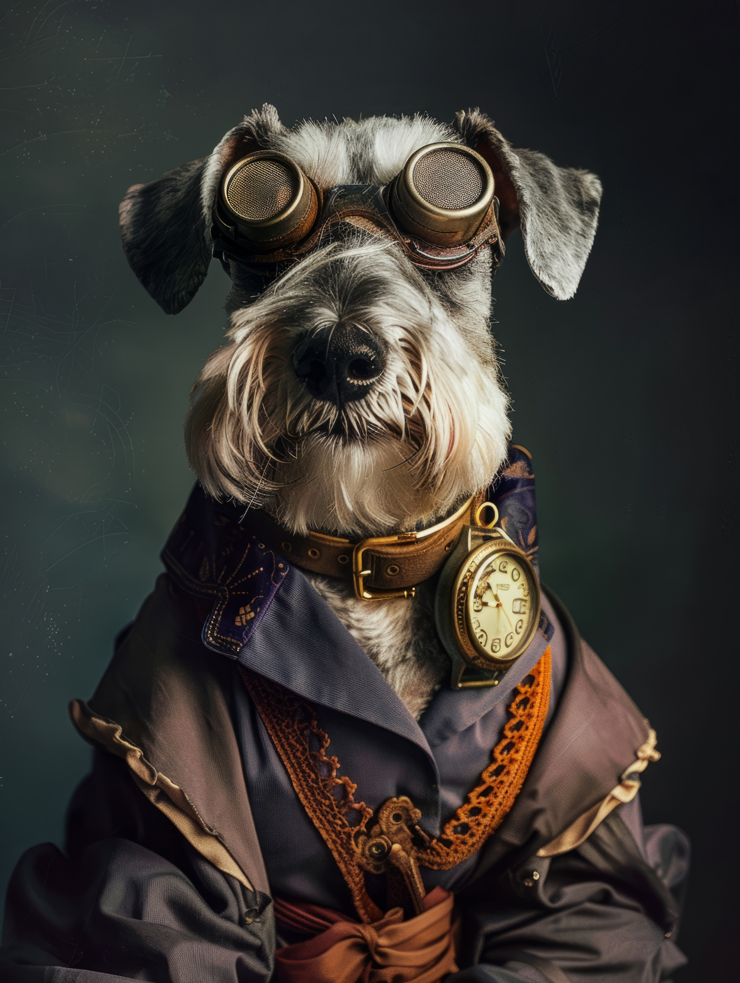 Canvas schilderij van een Standaard Schnauzer hond 100x200 cm