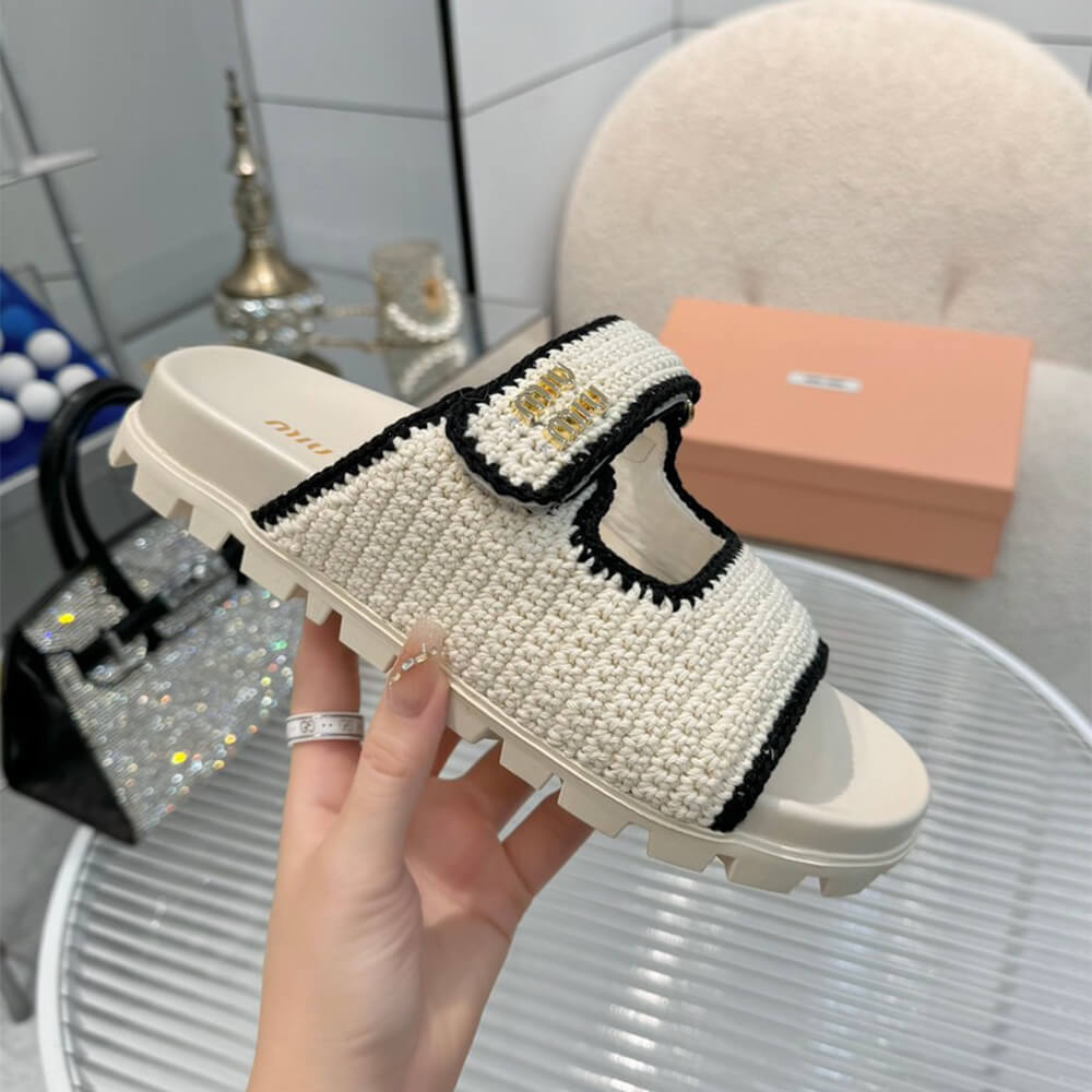 MiuMiu Crochet knit slides - Top Club