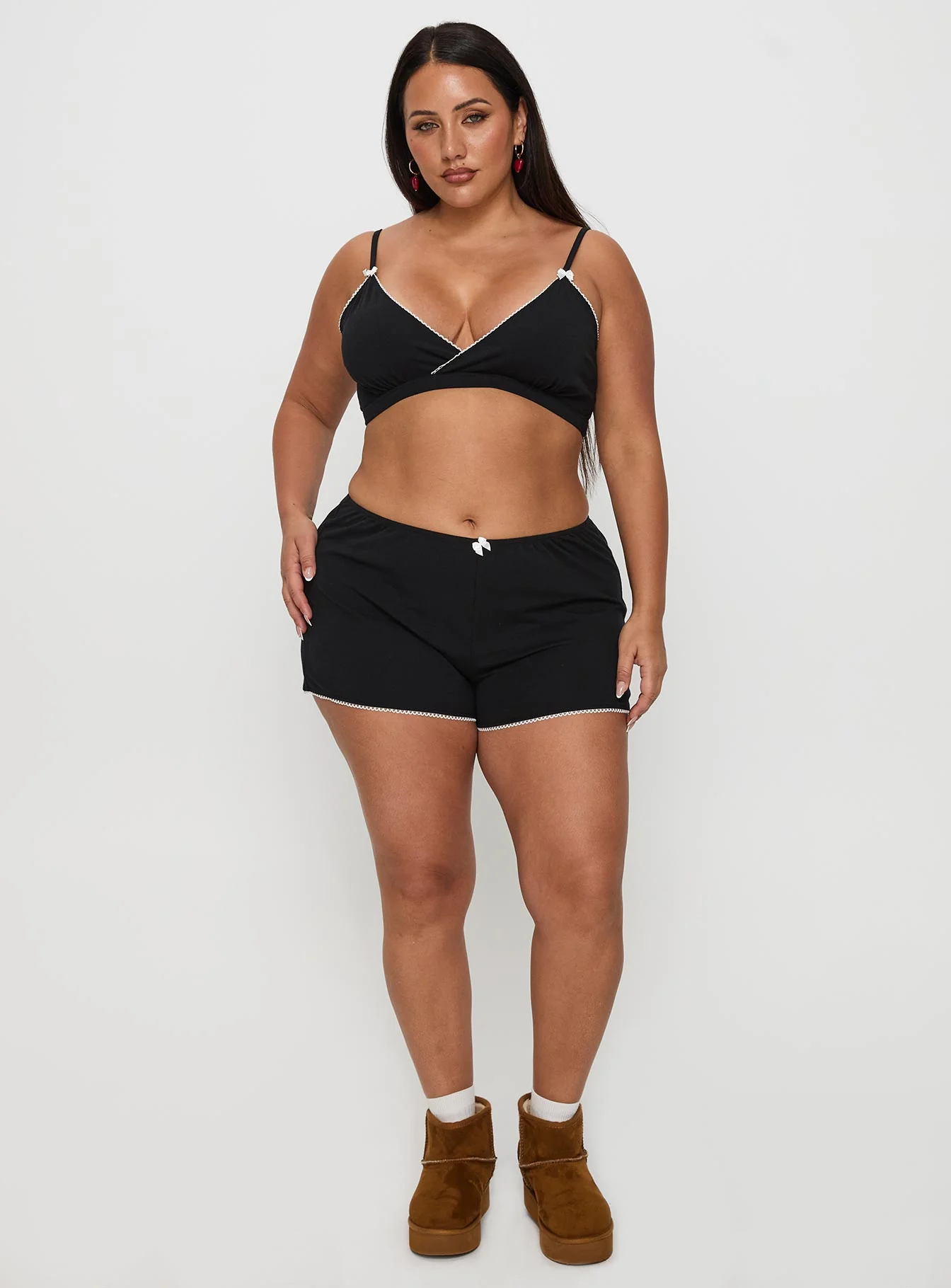 Slumber Jersey Sleep Bralette Black Curve