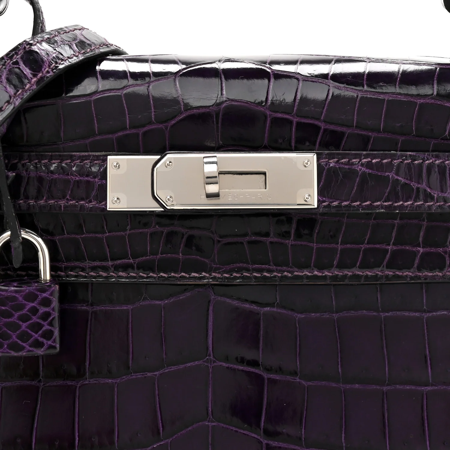 Shiny Niloticus Crocodile Kelly Sellier 28 Amethyst - Top Club