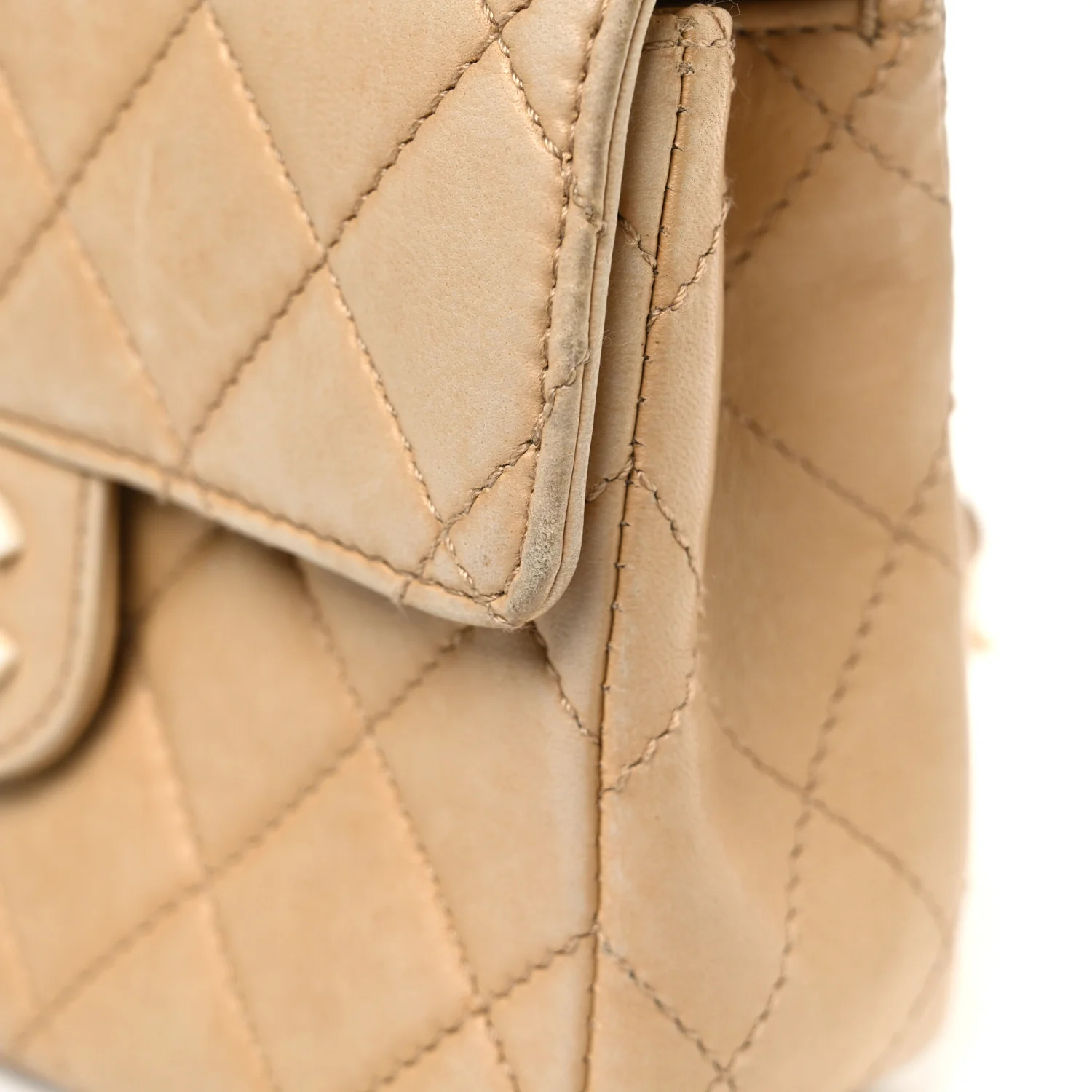 Lambskin Quilted Bekko Resin Mini Square Flap Beige - Top Club