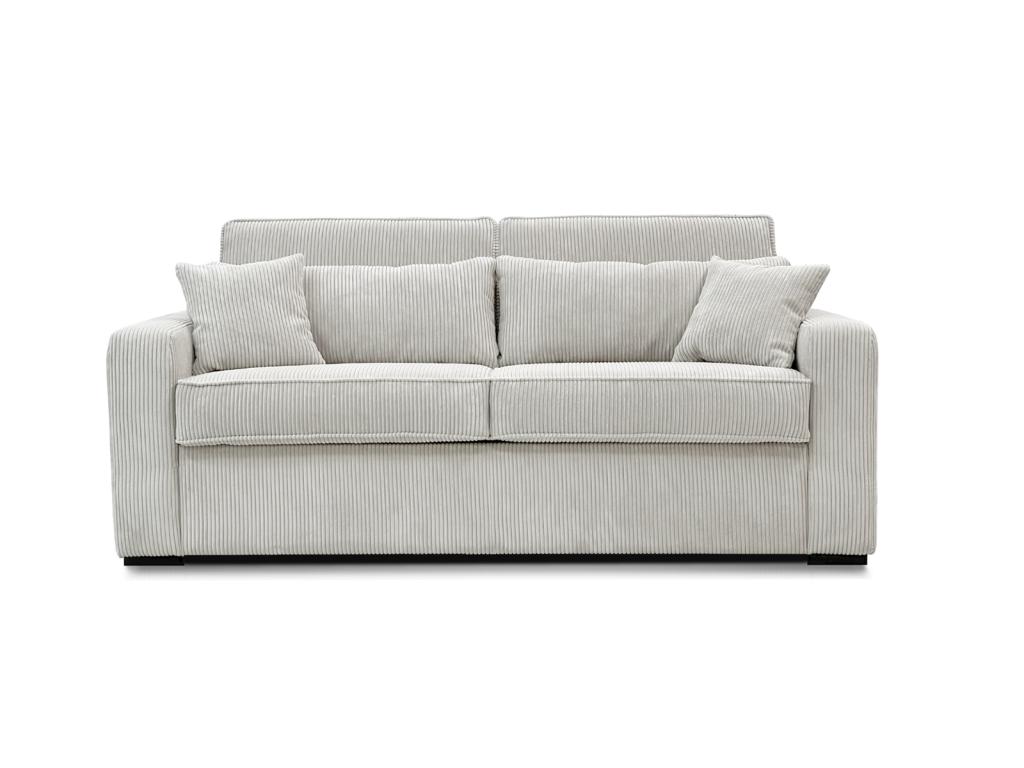 Sofá cama 4 plazas apertura rápida tela crema colchón 18cm