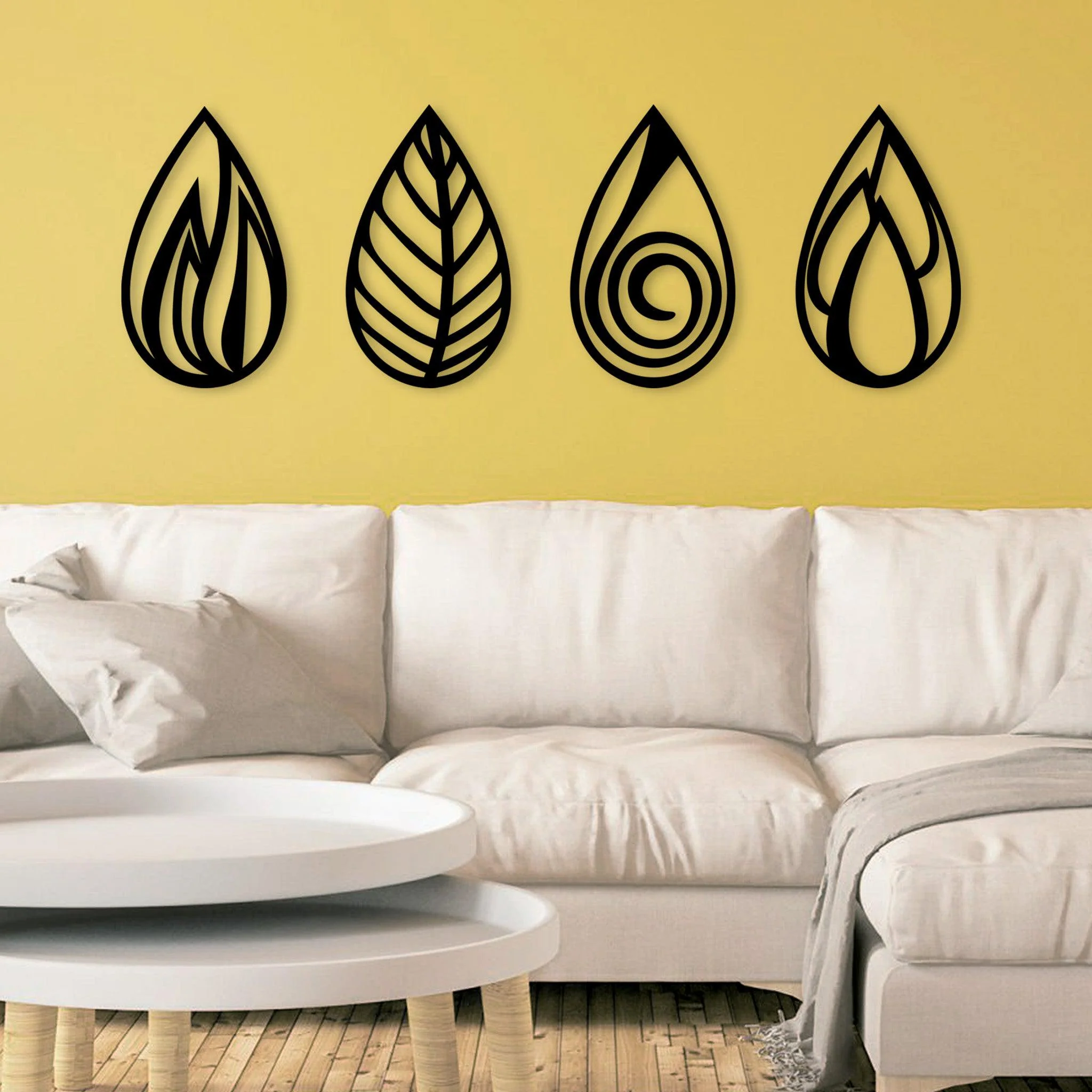Metal Four Elements Teardrop Wall Art - Alvarez Pro Painting LLC