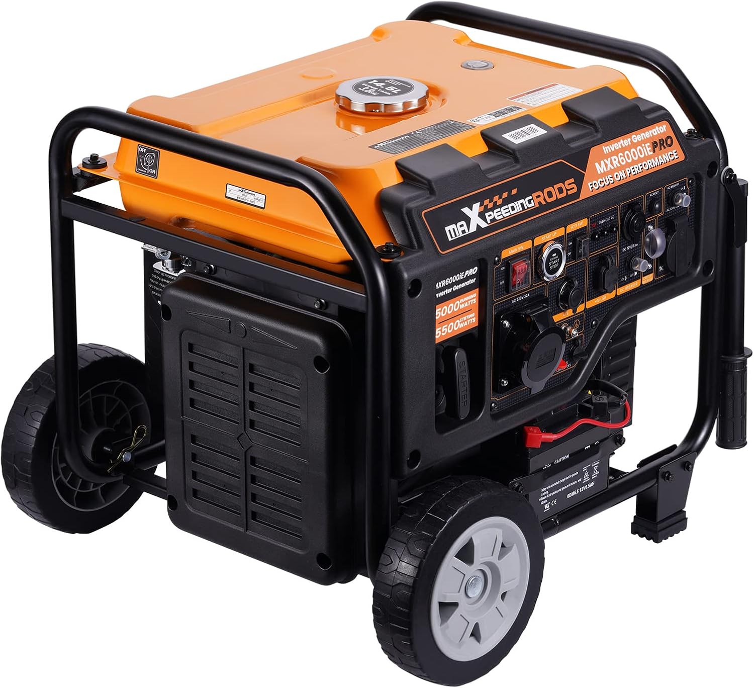 maXpeedingrods 5500W Generatore di Corrente Silenziato Inverter 7,4 PS a Benzina a 4 Tempi, Leggero come Unità di Emergenza per Garage con Interfaccia ATS