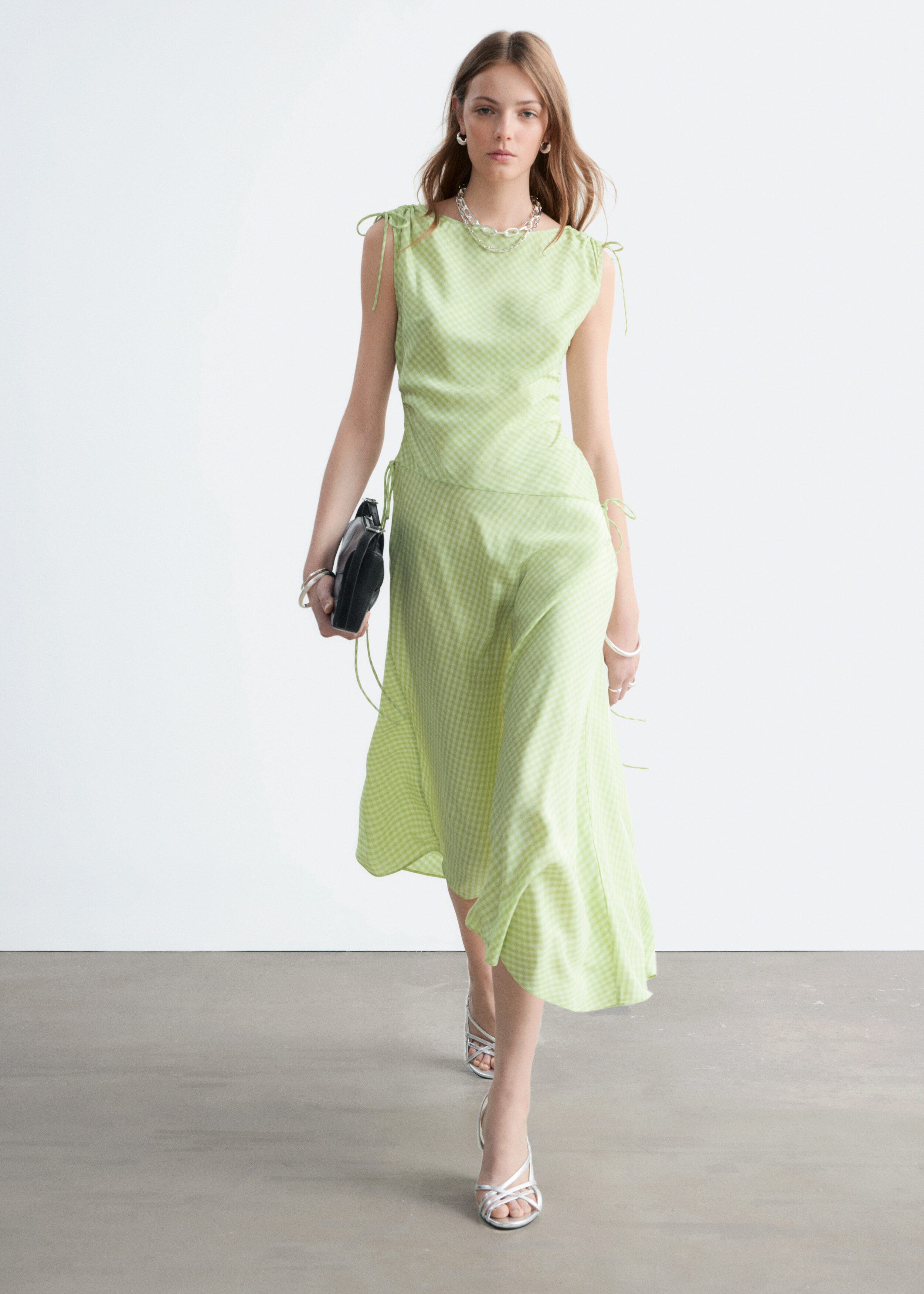 & Other Stories ASYMMETRIC DRAPED MIDI DRESS