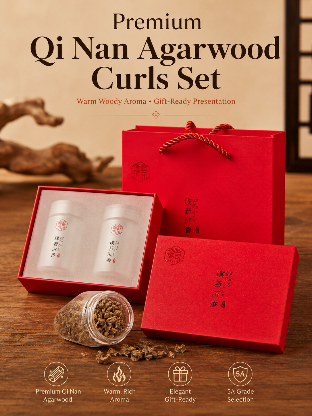 Premium Qi Nan Agarwood Curls Set