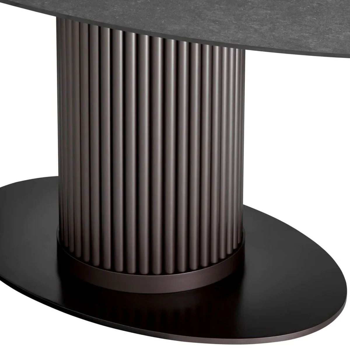 Luxury dining table black / bronze 200 x 119 x H. 78.5 cm - Oval kitchen table with ceramic table top in marble look - Dining room furniture - Kitchen furniture - Luxury furniture - Luxury quality