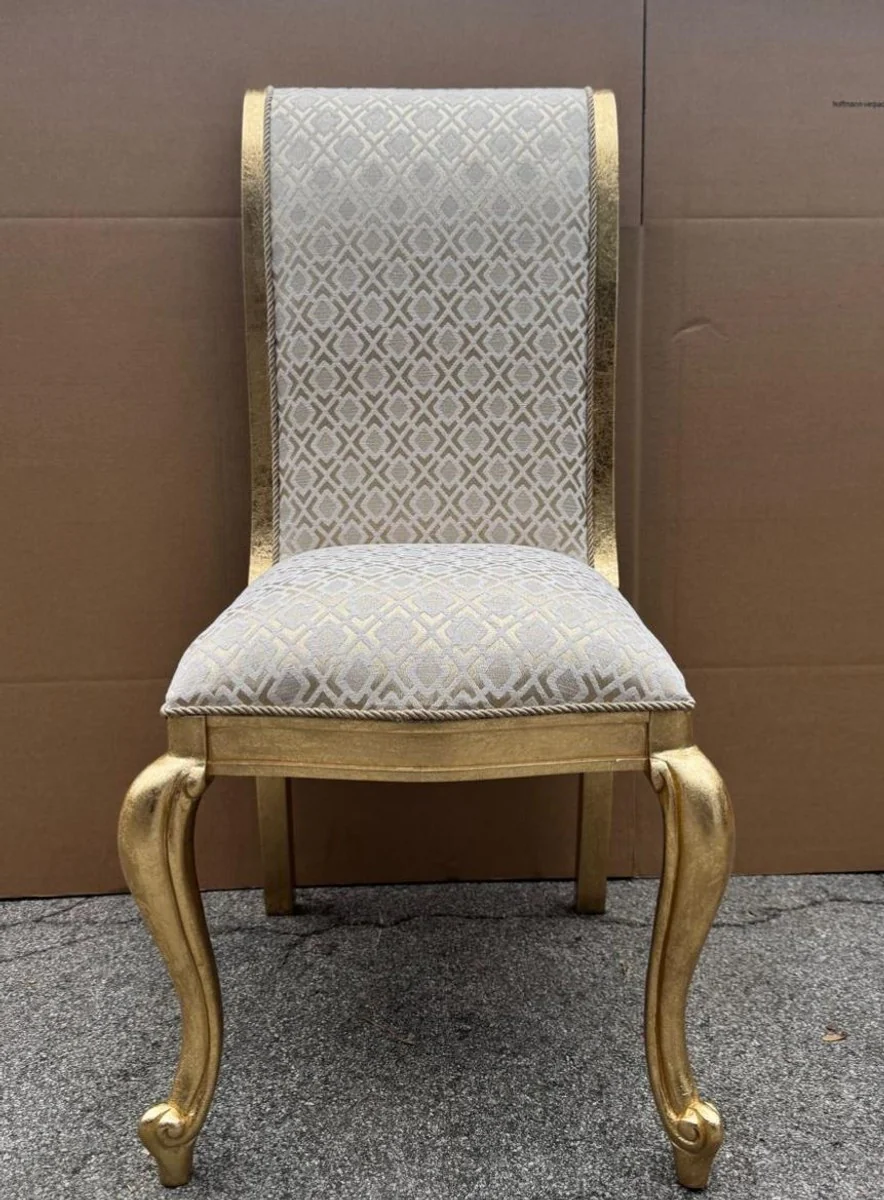 Luxury Baroque Dining Room Chair Gold Pattern / Gold H. 105 cm - Baroque Furniture
