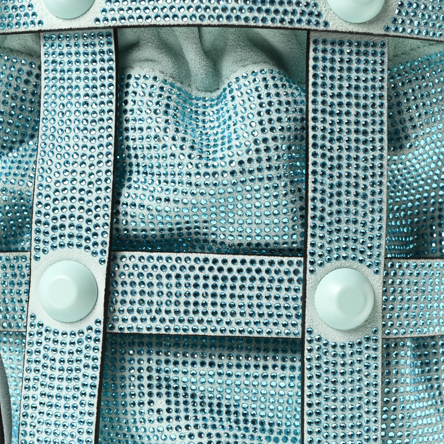 Calfskin Crystal Small Cage Bag Blue - Top Club