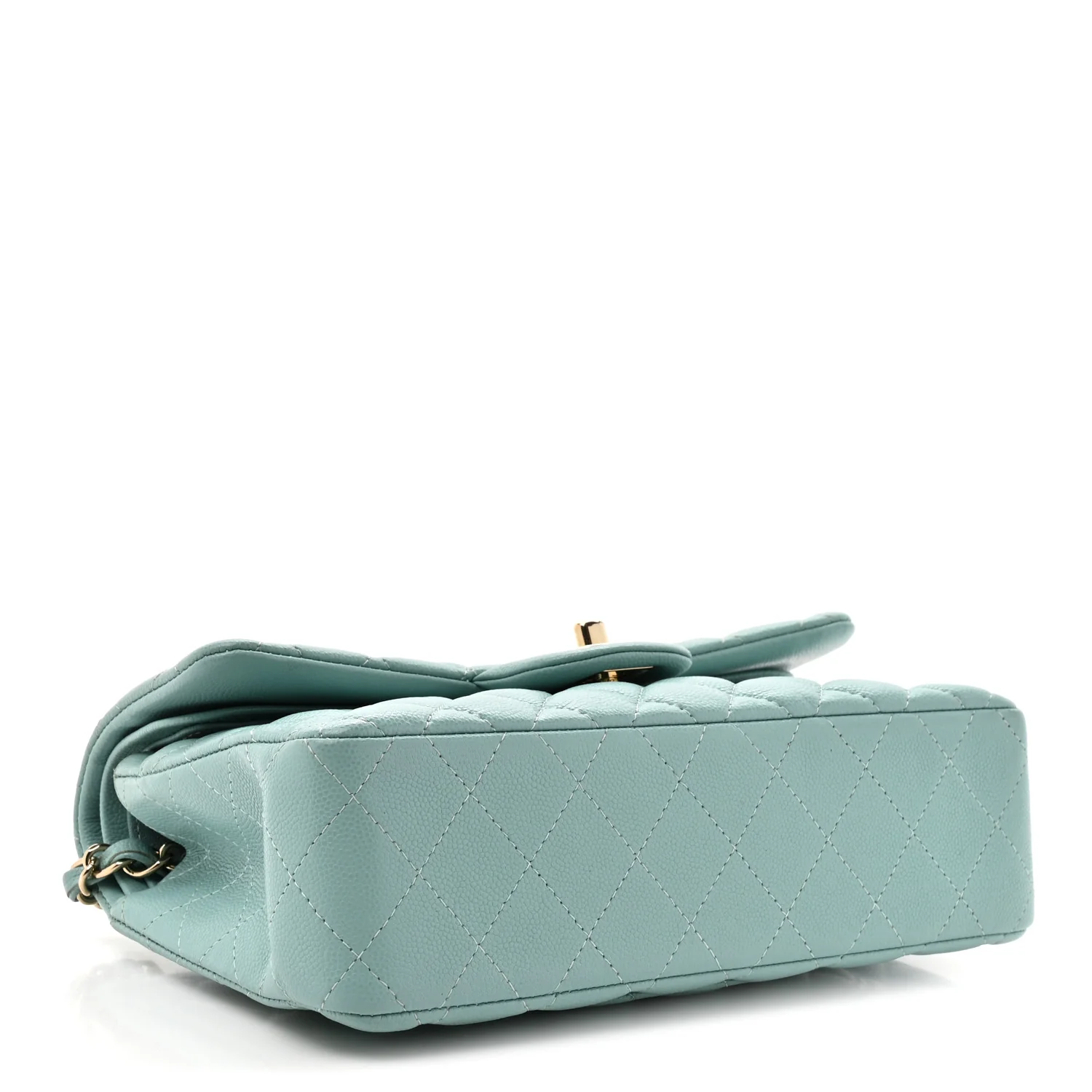 Caviar Quilted Small Double Flap Light Blue - Top Club
