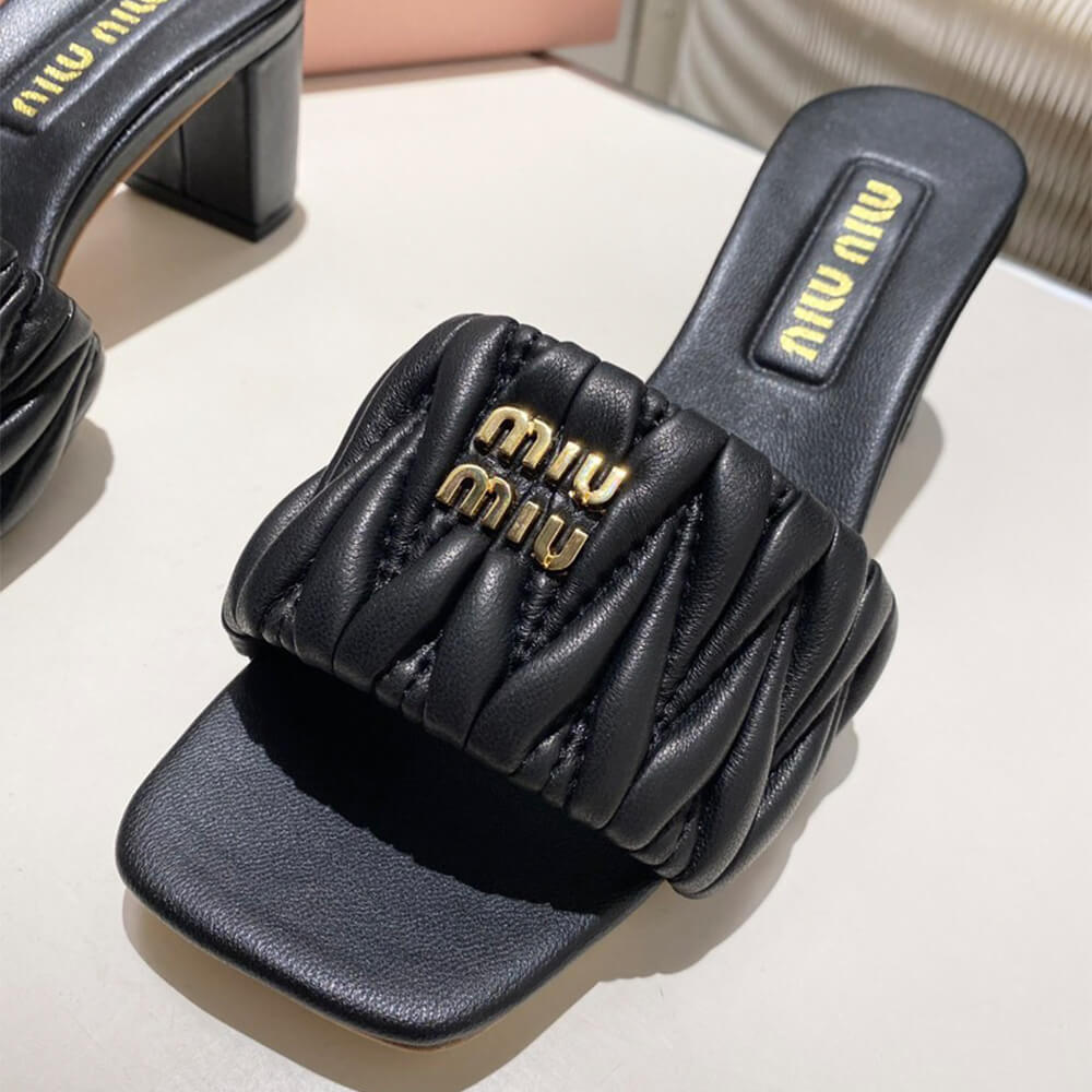 MiuMiu Matelass?? nappa leather slides - Top Club