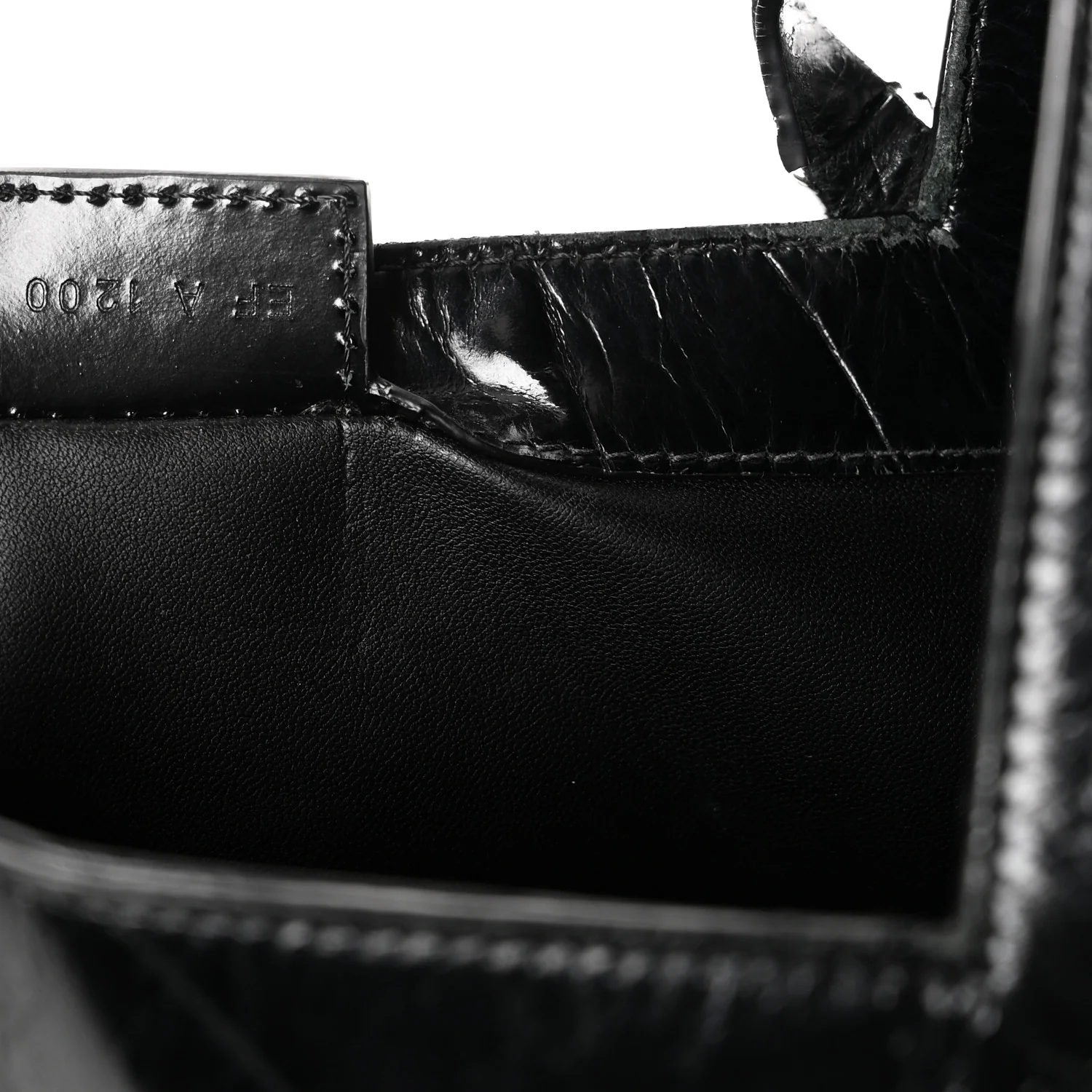 Calfskin Crocodile Embossed Large Cut Out Shoulder Bag Black - Top Club