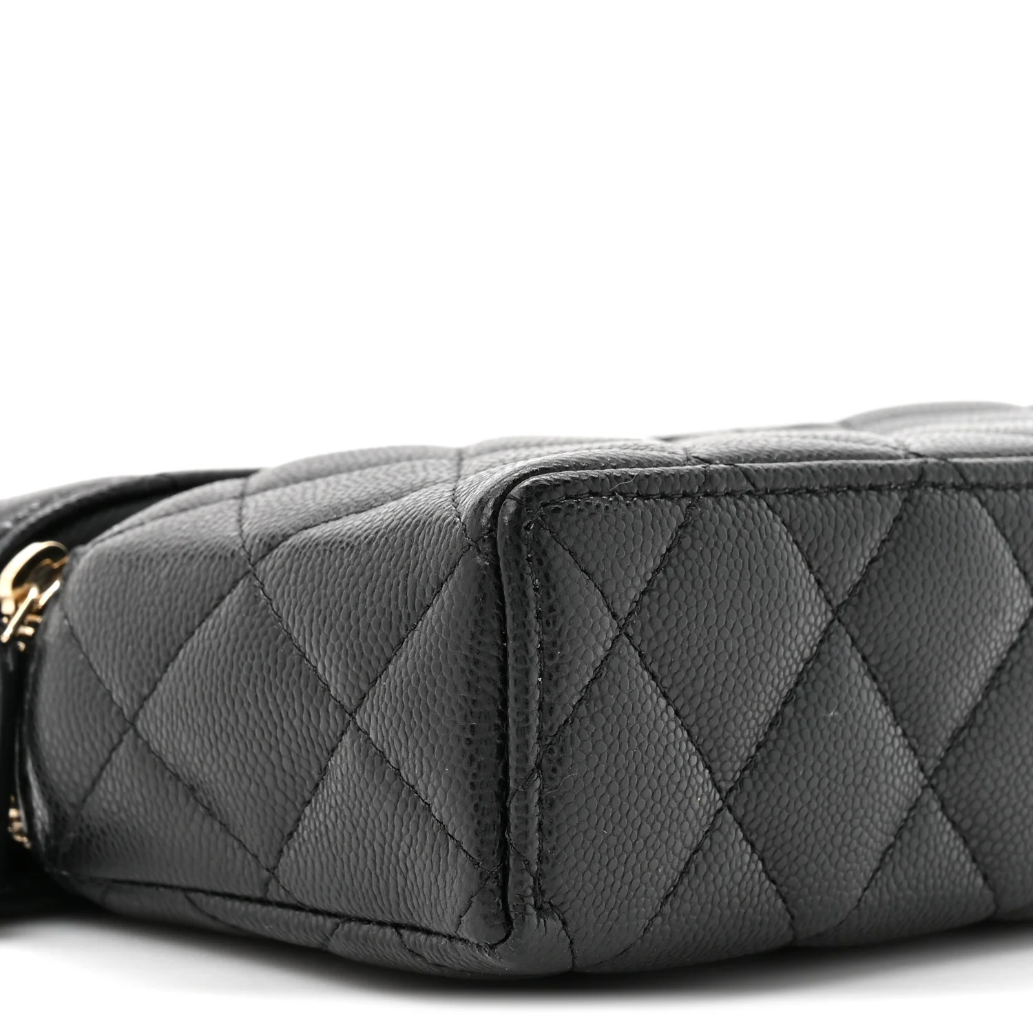 Caviar Quilted Top Handle Slim Vanity With Chain Black - Top Club