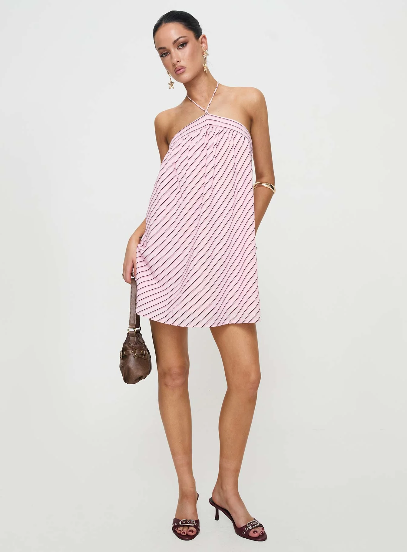 Moonlit Mini Dress Pink Stripe