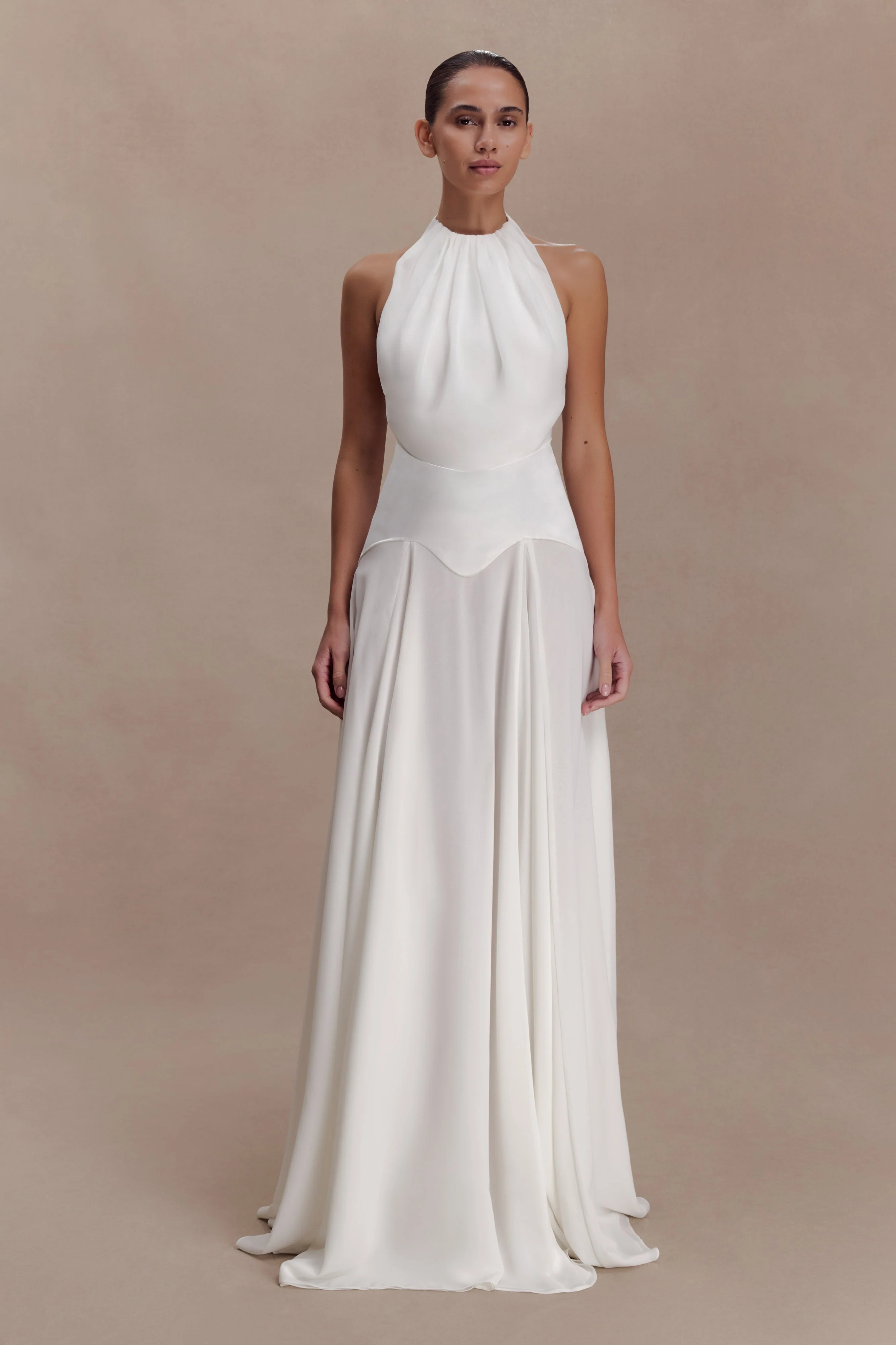 Susan Chiffon Halter Maxi Dress - Ivory